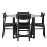 Jídelní stůl Durango – černá / ořechová MDF + jídelní židle Montros – přírodní / přírodní kaučukové dřevo _4