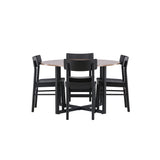 Jídelní stůl Durango – černá / ořechová MDF + jídelní židle Montros – přírodní / přírodní kaučukové dřevo _4