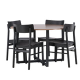 Jídelní stůl Durango – černá / ořechová MDF + jídelní židle Montros – přírodní / přírodní kaučukové dřevo _4