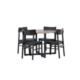 Jídelní stůl Durango – černá / ořechová MDF + jídelní židle Montros – přírodní / přírodní kaučukové dřevo _4