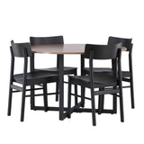 Jídelní stůl Durango – černá / ořechová MDF + jídelní židle Montros – přírodní / přírodní kaučukové dřevo _4