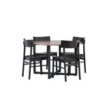 Jídelní stůl Durango – černá / ořechová MDF + jídelní židle Montros – přírodní / přírodní kaučukové dřevo _4