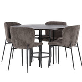 Jídelní stůl Copenhagen – černá / mocca dýha + jídelní židle Modesto – šedá / kouřová černá Boucle _4