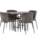 Jídelní stůl Copenhagen – černá / mocca dýha + jídelní židle Modesto – šedá / kouřová černá Boucle _4