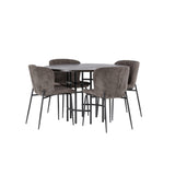 Jídelní stůl Copenhagen – černá / mocca dýha + jídelní židle Modesto – šedá / kouřová černá Boucle _4