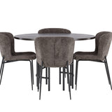 Jídelní stůl Copenhagen – černá / mocca dýha + jídelní židle Modesto – šedá / kouřová černá Boucle _4