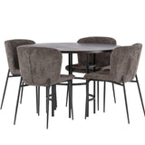 Jídelní stůl Copenhagen – černá / mocca dýha + jídelní židle Modesto – šedá / kouřová černá Boucle _4