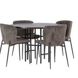 Jídelní stůl Copenhagen – černá / mocca dýha + jídelní židle Modesto – šedá / kouřová černá Boucle _4