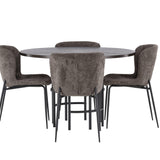 Jídelní stůl Copenhagen – černá / mocca dýha + jídelní židle Modesto – šedá / kouřová černá Boucle _4