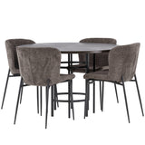 Jídelní stůl Copenhagen – černá / mocca dýha + jídelní židle Modesto – šedá / kouřová černá Boucle _4