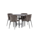 Jídelní stůl Copenhagen – černá / mocca dýha + jídelní židle Modesto – šedá / kouřová černá Boucle _4