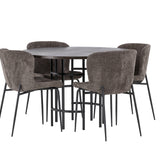 Jídelní stůl Copenhagen – černá / mocca dýha + jídelní židle Modesto – šedá / kouřová černá Boucle _4