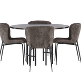 Jídelní stůl Copenhagen – černá / mocca dýha + jídelní židle Modesto – šedá / kouřová černá Boucle _4