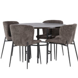 Jídelní stůl Copenhagen – černá / mocca dýha + jídelní židle Modesto – šedá / kouřová černá Boucle _4
