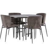 Jídelní stůl Copenhagen – černá / mocca dýha + jídelní židle Modesto – šedá / kouřová černá Boucle _4