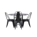 Jídelní stůl Copenhagen – černá / mocca dýha + jídelní židle Tempe – matná černá / kov _4