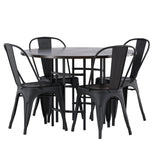 Jídelní stůl Copenhagen – černá / mocca dýha + jídelní židle Tempe – matná černá / kov _4