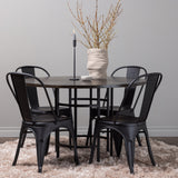 Jídelní stůl Copenhagen – černá / mocca dýha + jídelní židle Tempe – matná černá / kov _4