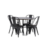 Jídelní stůl Copenhagen – černá / mocca dýha + jídelní židle Tempe – matná černá / kov _4