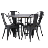 Jídelní stůl Copenhagen – černá / mocca dýha + jídelní židle Tempe – matná černá / kov _4