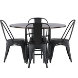 Jídelní stůl Copenhagen – černá / mocca dýha + jídelní židle Tempe – matná černá / kov _4