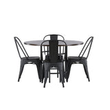 Jídelní stůl Copenhagen – černá / mocca dýha + jídelní židle Tempe – matná černá / kov _4