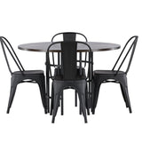 Jídelní stůl Copenhagen – černá / mocca dýha + jídelní židle Tempe – matná černá / kov _4