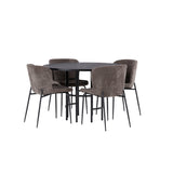 Jídelní stůl Copenhagen – černá / černá dýha + jídelní židle Modesto – šedá / kouřová černá Boucle _4