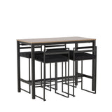 Camden Barový stůl - Ořech / Ořech MDF + Barová židle Opelika - Černá / Black Velvet _4