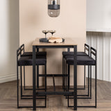 Camden Barový stůl - Ořech / Ořech MDF + Barová židle Opelika - Černá / Black Velvet _4