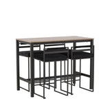 Camden Barový stůl - Ořech / Ořech MDF + Barová židle Opelika - Černá / Black Velvet _4