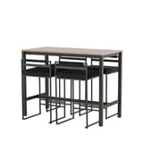 Camden Barový stůl - Ořech / Ořech MDF + Barová židle Opelika - Černá / Black Velvet _4