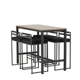 Camden Barový stůl - Ořech / Ořech MDF + Barová židle Opelika - Černá / Black Velvet _4