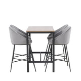 Camden Barový stůl – ořech / ořech MDF + sametová barová židle – černá / tmavě šedá sametová _4