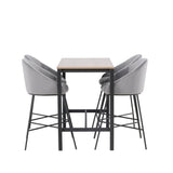 Camden Barový stůl – ořech / ořech MDF + sametová barová židle – černá / tmavě šedá sametová _4