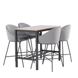 Camden Barový stůl – ořech / ořech MDF + sametová barová židle – černá / tmavě šedá sametová _4