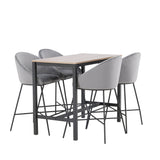 Camden Barový stůl – ořech / ořech MDF + sametová barová židle – černá / tmavě šedá sametová _4