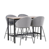 Camden Barový stůl – ořech / ořech MDF + sametová barová židle – černá / tmavě šedá sametová _4