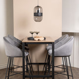 Camden Barový stůl – ořech / ořech MDF + sametová barová židle – černá / tmavě šedá sametová _4