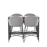 Camden Barový stůl – ořech / ořech MDF + sametová barová židle – černá / tmavě šedá sametová _4