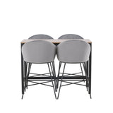 Camden Barový stůl – ořech / ořech MDF + sametová barová židle – černá / tmavě šedá sametová _4