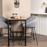 Camden Barový stůl – ořech / ořech MDF + sametová barová židle – černá / tmavě šedá sametová _4