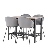 Camden Barový stůl – ořech / ořech MDF + sametová barová židle – černá / tmavě šedá sametová _4