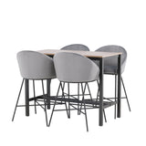 Camden Barový stůl – ořech / ořech MDF + sametová barová židle – černá / tmavě šedá sametová _4