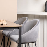 Camden Barový stůl – ořech / ořech MDF + sametová barová židle – černá / tmavě šedá sametová _4