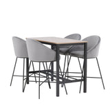 Camden Barový stůl – ořech / ořech MDF + sametová barová židle – černá / tmavě šedá sametová _4