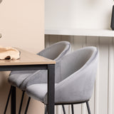 Camden Barový stůl – ořech / ořech MDF + sametová barová židle – černá / tmavě šedá sametová _4