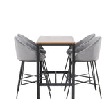 Camden Barový stůl – ořech / ořech MDF + sametová barová židle – černá / tmavě šedá sametová _4