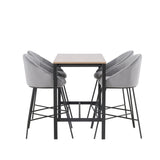 Camden Barový stůl – ořech / ořech MDF + sametová barová židle – černá / tmavě šedá sametová _4