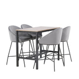 Camden Barový stůl – ořech / ořech MDF + sametová barová židle – černá / tmavě šedá sametová _4